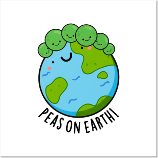 Peas On Earth Cute Veggie Peace Pun Posters and Art